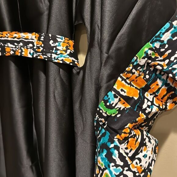 Declaj Clothing original black silky adire edge pullover dress/gown/kaftan. - Picture 11 of 12